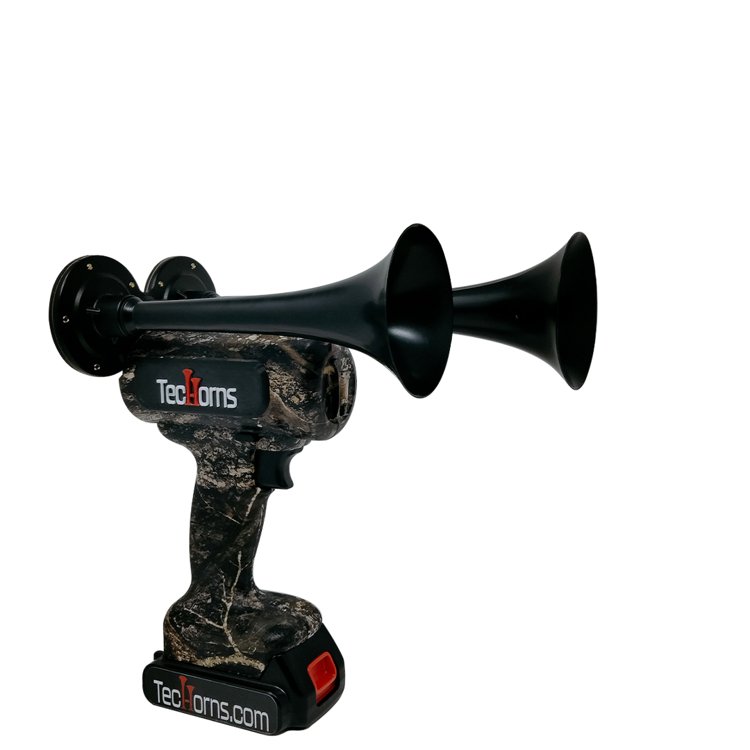 Timber Camo TecHorn 2-Horn – 130 dB Limited Edition Train Horn + Battery