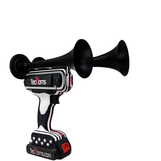 Thin RED Line TecHorn 2-Horn – Compact 130 dB Train Horn with Battery + Hero Finish