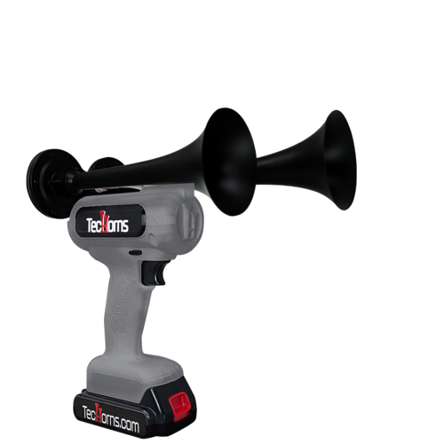 TecHorns Dark Gray 2-Horn – sleek single color handheld train horn, 20V lithium power
