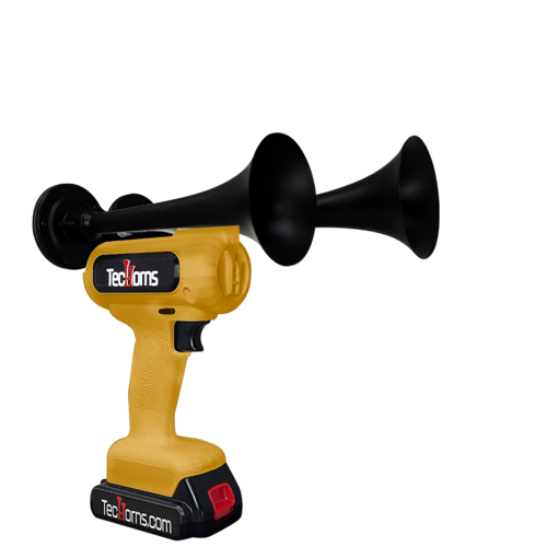 TecHorns Gold 2-Horn – single color handheld train horn, custom 20V lithium battery horn