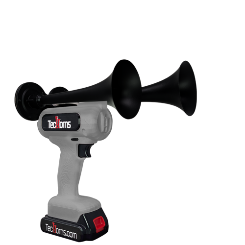 TecHorns Light Gray 2-Horn – 130 dB single color handheld train horn with 20V lithium battery