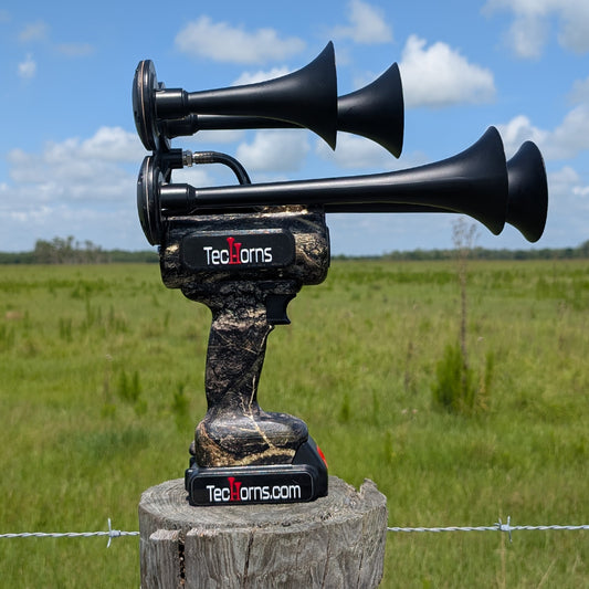 Timber Camo TecHorn 4-Horn - 130 dB Limited Edition Train Horn + Battery