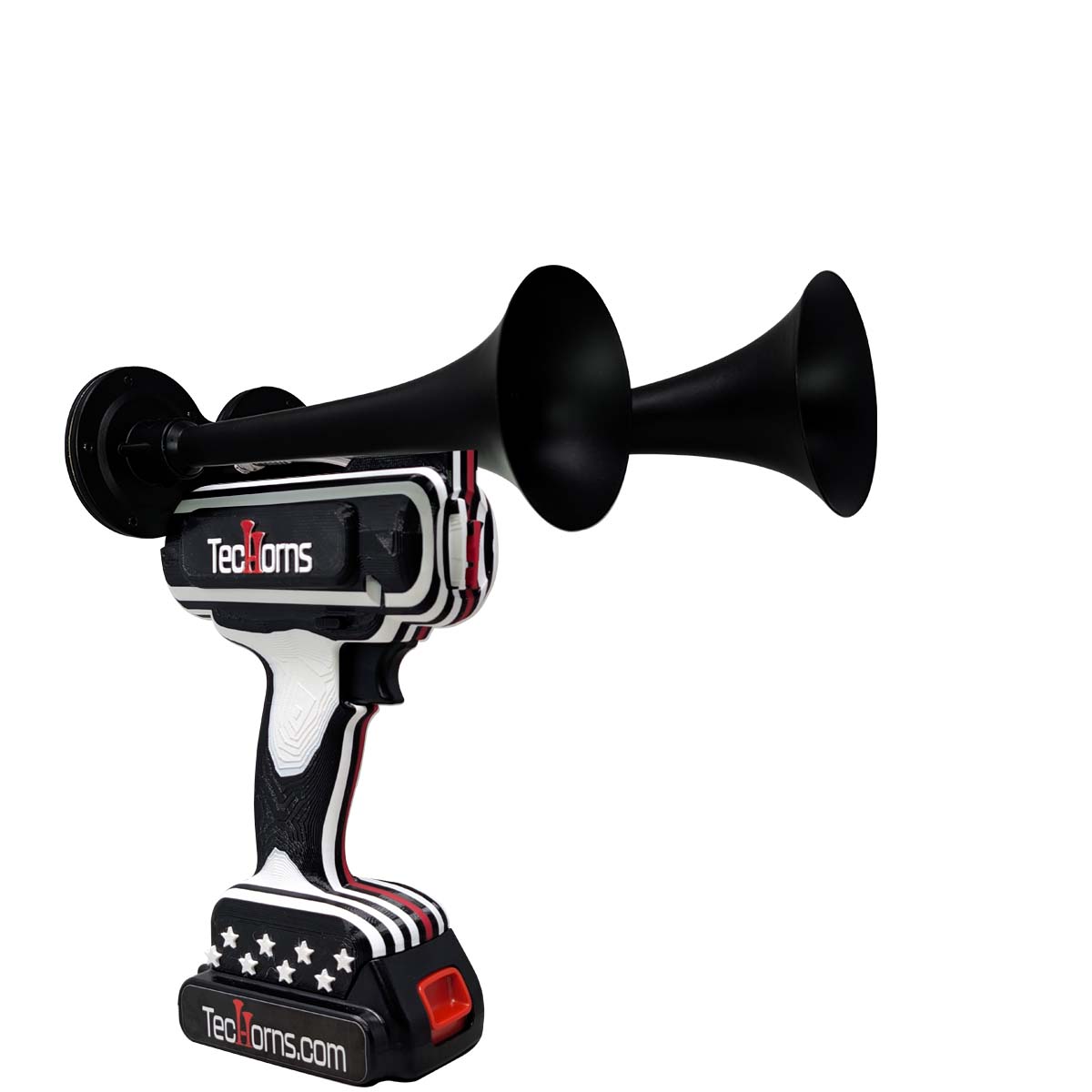 Thin RED Line TecHorn 2-Horn – Compact 130 dB Train Horn with Battery + Hero Finish