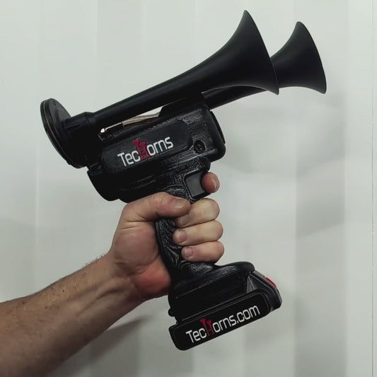 TecHorns Standard Black – Handheld Train Horn in Satin Black + Battery
