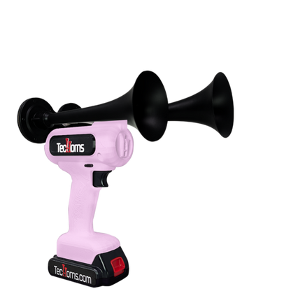 TecHorns Bubble Gum 2-Horn – fun single color handheld train horn, 130 dB loud with 20V lithium battery