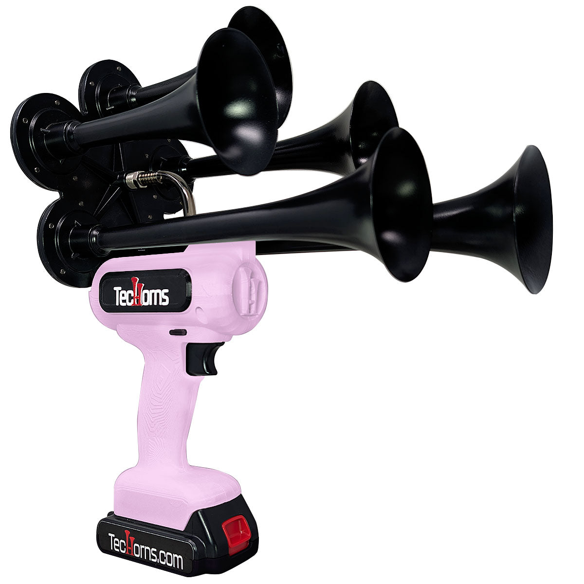 TecHorns Bubble Gum 5-Horn – single color handheld train horn, 130 dB deep-tone with 20V lithium battery and charger included