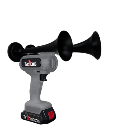 TecHorns Dark Gray 2-Horn – sleek single color handheld train horn, 20V lithium power