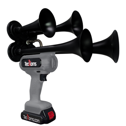 TecHorns Dark Gray 4-Horn – sleek single color handheld train horn, 20V lithium battery and charger included