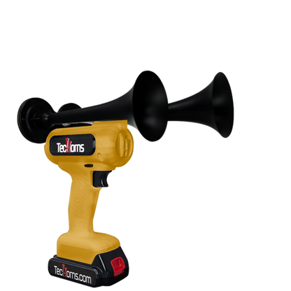 TecHorns Gold 2-Horn – single color handheld train horn, custom 20V lithium battery horn