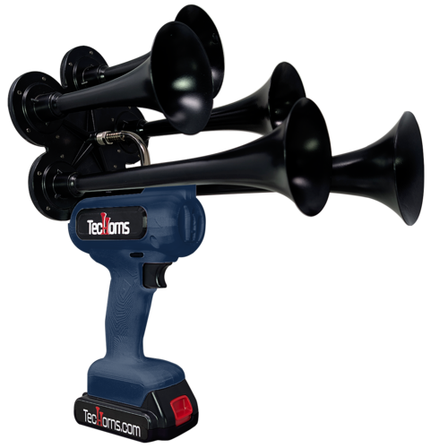 TecHorns Navy Blue 5-Horn – single color handheld train horn, 130 dB deep-tone with 20V lithium battery