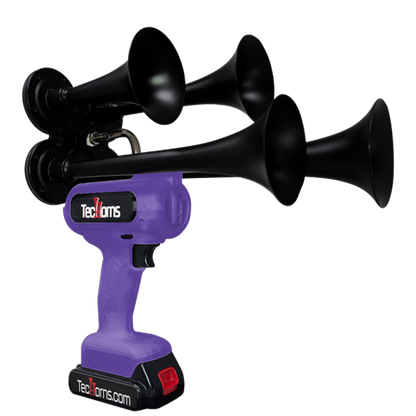 TecHorns Purple 4-Horn – single color handheld train horn, 130 dB with 20V lithium battery and charger included