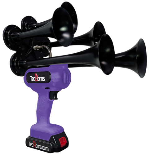 TecHorns Purple 5-Horn – single color handheld train horn, 130 dB with 20V lithium battery and charger