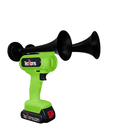 TecHorns Single Color 2-Horn – 130 dB handheld train horn with 20V lithium battery and charger included