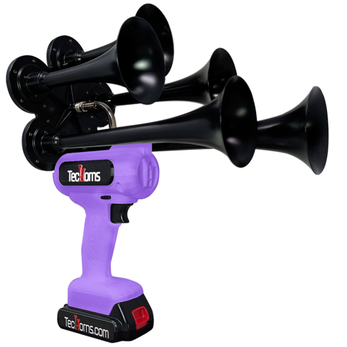 TecHorns Violet 5-Horn – unique single color handheld train horn, 130 dB with 20V lithium battery