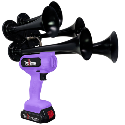 TecHorns Violet 5-Horn – unique single color handheld train horn, 130 dB with 20V lithium battery